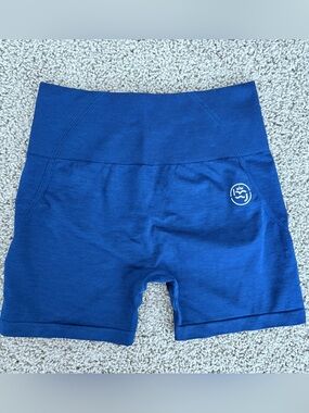 Seamless High-Waist Women’s Blue Athletic Shorts
